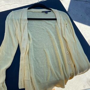 Chadwicks Yellow Cardigan Sweater Lightweight Knit